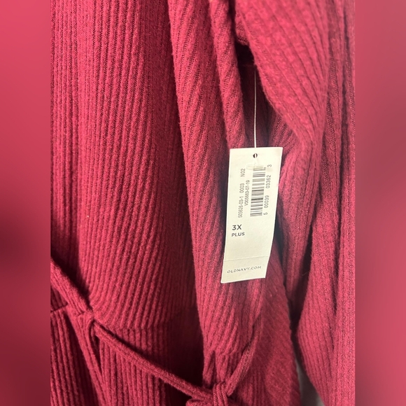 Old Navy Burgundy Wrap Dress Rib-Knit V-Neck Plus-Size Midi Wrap Dress Size 3X - Picture 9 of 13